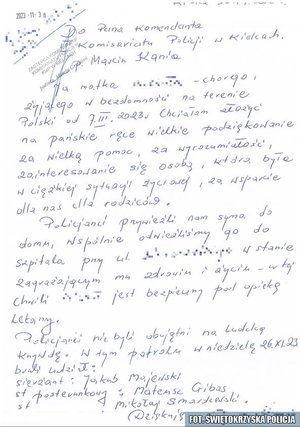 zdjęcie przesłanych podziękowań