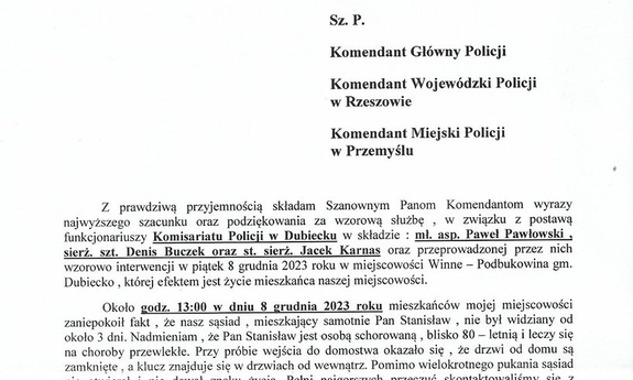 zdjęcie przesłanych podziękowań