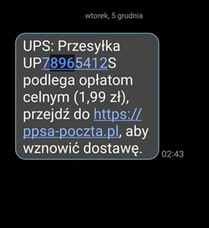 przykładowy sms od oszustów