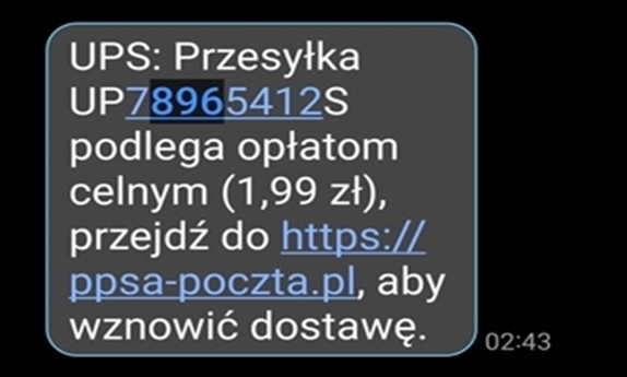 przykładowa wiadomość sms od oszustów