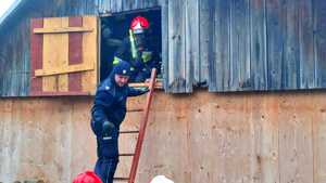 policjant na drabinie