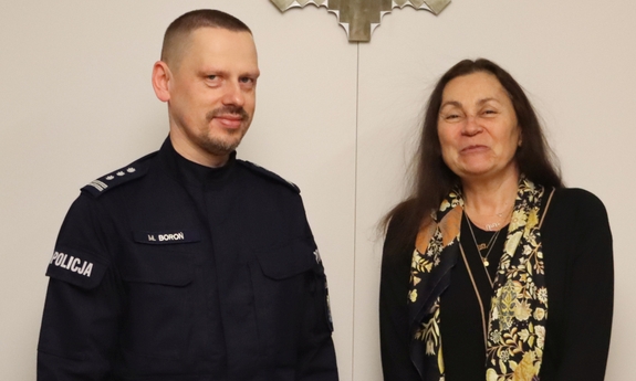 p.o. Komendanta Głównego Policji insp. Marek Boroń z profesor Marią Haberfeld z John Jay College of Criminal Justice w Nowym Jorku.