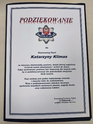 Podziękowanie, które otrzymała kobieta