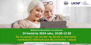 oryginalna grafika webinarium - siedząca starsza kobieta i starszy mężczyzna przed komputerem