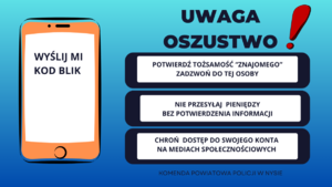 grafika z napisem uwaga oszustwo