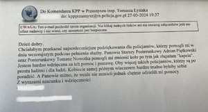 treść podziękowań dla policjantów za pomoc