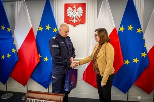 uczniowie klasy policyjnej z wizyta w KGP