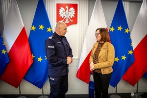 uczniowie klasy policyjnej z wizyta w KGP