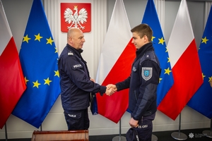 uczniowie klasy policyjnej z wizyta w KGP