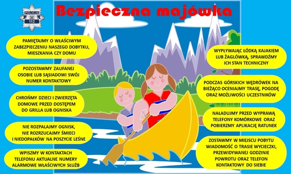 infografika z poradami na Bezpieczny weekend majowy, treść zawarta w tekście