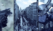 kolaż trzech zdjęć przedstawia policjantów w czasie pełnienia przez nich służby w różnych miejscach