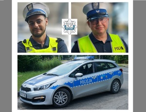 Na zdjęciu mozaika z trzech zdjęć, na górze zdjęcie policjant w białej czapce, obok kolejne zdjęcie innego policjanta ruchu drogowego, pod spodem zdjęcie radiowozu policyjnego
