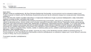tekst z podziękowaniem nadesłanym e-mailem