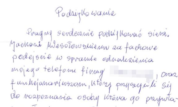 skan podziękowań