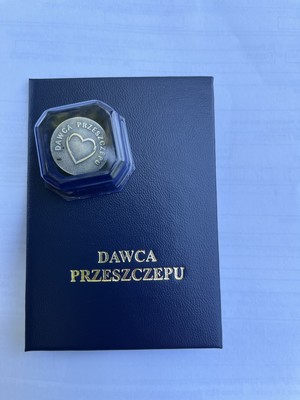 Odznaka i legitymacja dawcy przeszczepu