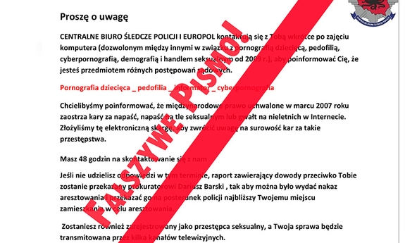 zdjęcie fragmentu fałszywego pisma