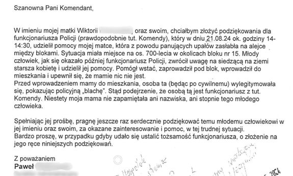 treść maila z podziękowaniami
