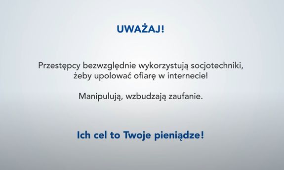 Grafika z napisem uważaj na oszustów.