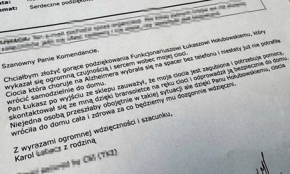 treść podziękowań.