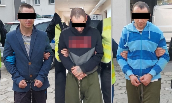 Kolaż zdjęć z zatrzymanymi sprawcami podwójnego zabójstwa.