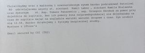 Treść podziękowań dla policjantów.