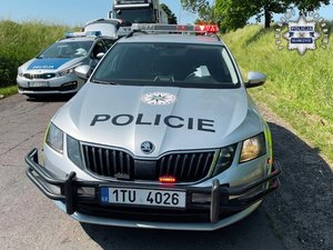 przód radiowozów czeskiego i polskiego.