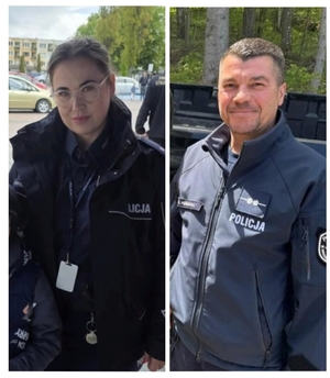 Kolaż dwóch zdjęć przedstawia policjanta i policjantkę.