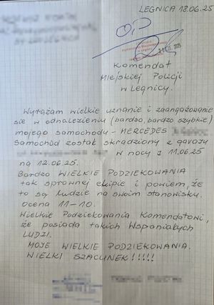 Treść podziękowań, których deskrypcja znajduje się pod tekstem.