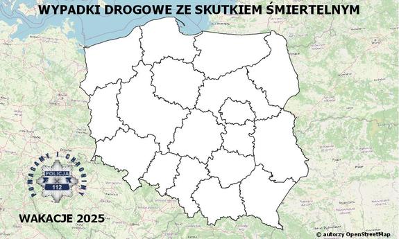 Mapa wypadków drogowych ze skutkiem śmiertelnym - 2025