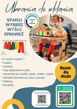 Plakat Razem dla Alutki - ubrania do oddania.