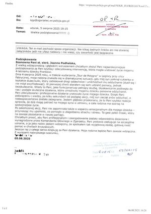 Treść podziękowań.