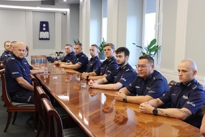 Uczestnicy spotkania z I Zastępcą Komendanta Głównego Policji nadinsp. Romanem Kusterem.