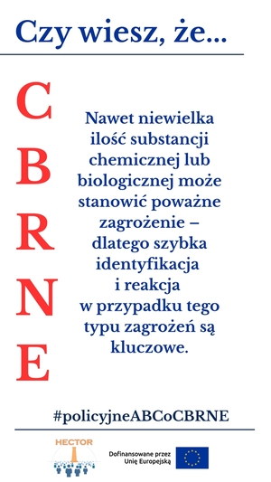 Grafika informacyjna dotycząca zagrożeń CBRNE. Treść zawarta w komunikacie.