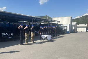 Ceremonia powitalna XXXVIII rotacji Jednostki Specjalnej Polskiej Policji w Kosowie.