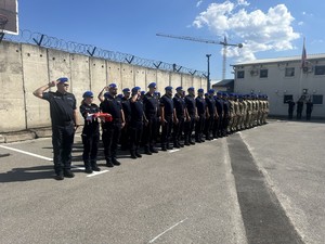 Ceremonia powitalna XXXVIII rotacji Jednostki Specjalnej Polskiej Policji w Kosowie.