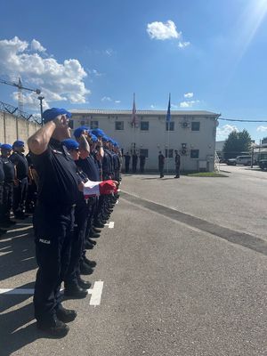 Ceremonia powitalna XXXVIII rotacji Jednostki Specjalnej Polskiej Policji w Kosowie.