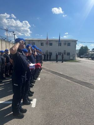 Ceremonia powitalna XXXVIII rotacji Jednostki Specjalnej Polskiej Policji w Kosowie.