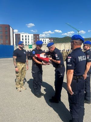 Ceremonia powitalna XXXVIII rotacji Jednostki Specjalnej Polskiej Policji w Kosowie.