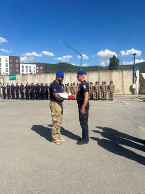 Ceremonia powitalna XXXVIII rotacji Jednostki Specjalnej Polskiej Policji w Kosowie.