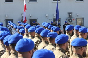 Ceremonia powitalna XXXVIII rotacji Jednostki Specjalnej Polskiej Policji w Kosowie.