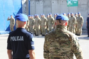 Ceremonia powitalna XXXVIII rotacji Jednostki Specjalnej Polskiej Policji w Kosowie.
