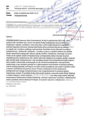 treść podziękowań.