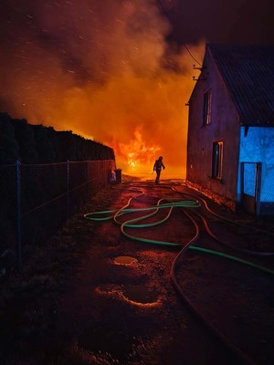 Pożar budynku.