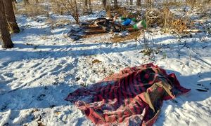 koc rozłożony na śniegu.