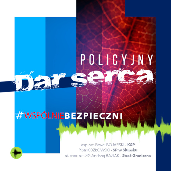 Grafika dekoracyjna z napisem policyjny dar serca.