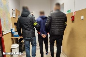 Policja prowadzi zatrzymanych.