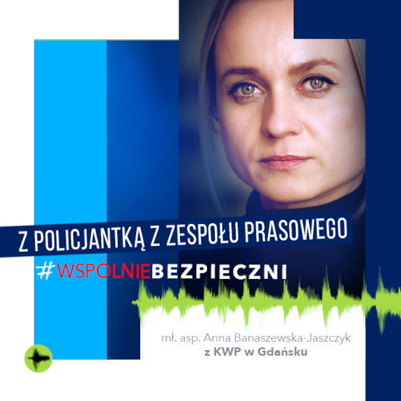 Grafika dekoracyjna z wkomponowanym zdjęciem policjantki.