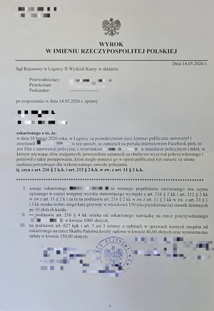 Zdjęcie wyroku sądu.