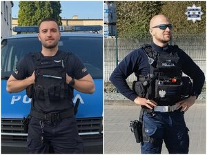 Kolaż dwóch zdjęć: dwaj policjanci.