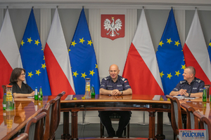 Zdjęcie zbiorowe uczestników spotkania, którzy siedzą na sali za stołami.